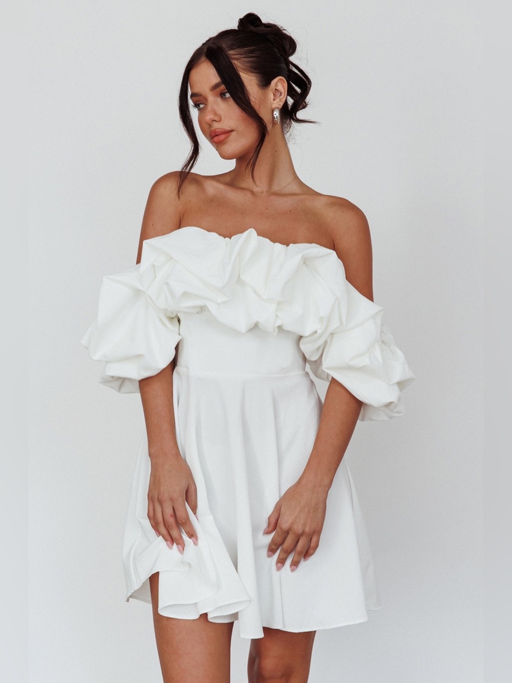 Selfie Leslie Kailynn Off-Shoulder A-Line
Mini Dress White Size Large